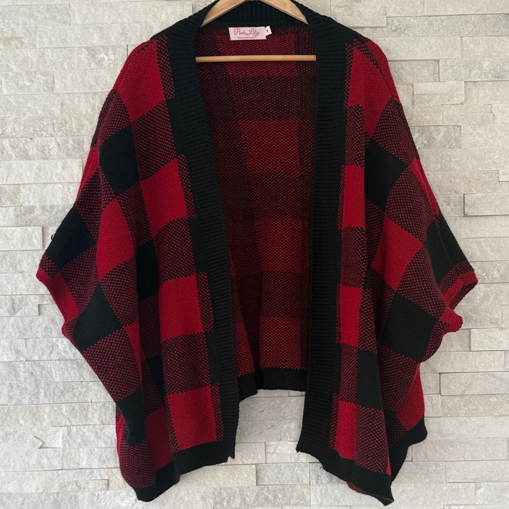 Plaid Red and Black Women's Sweater